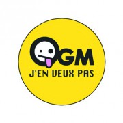 Badge 25mm OGM j'en veux pas