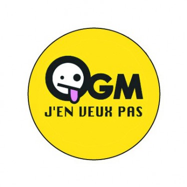 Badge 25mm OGM j'en veux pas