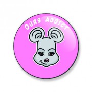 Badge ours addict (souricette) 25 mm