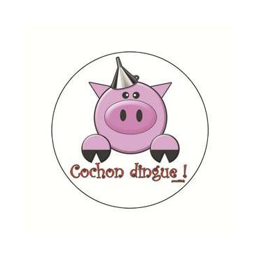 Badge cochon dingue 38 mm