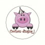 Badge cochon dingue 38 mm