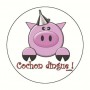 Badge cochon dingue 59 mm